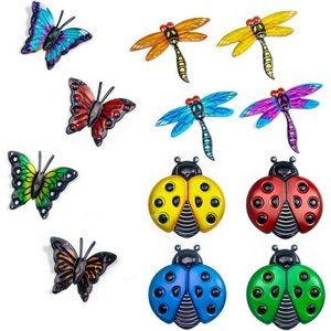 Metal Butterfly Wall Decor, 4 Butterflies and 4 Dragonfly, 4 Ladybugs Wall Decor